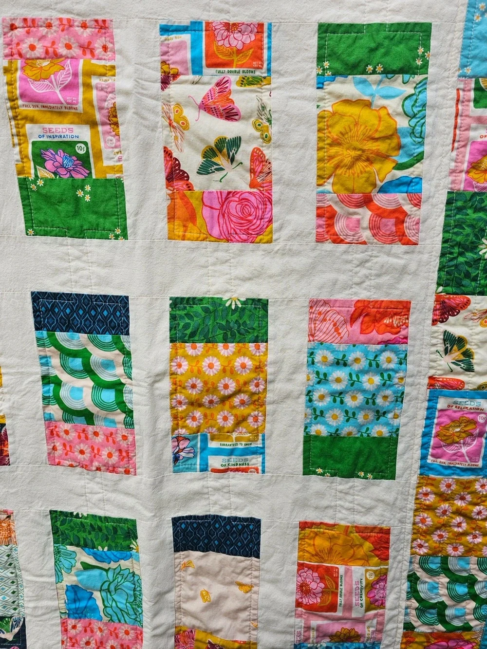 Handmade Patchwork Quilt: Ruby Star Society Flowerland, Butterfly Design 35”X44